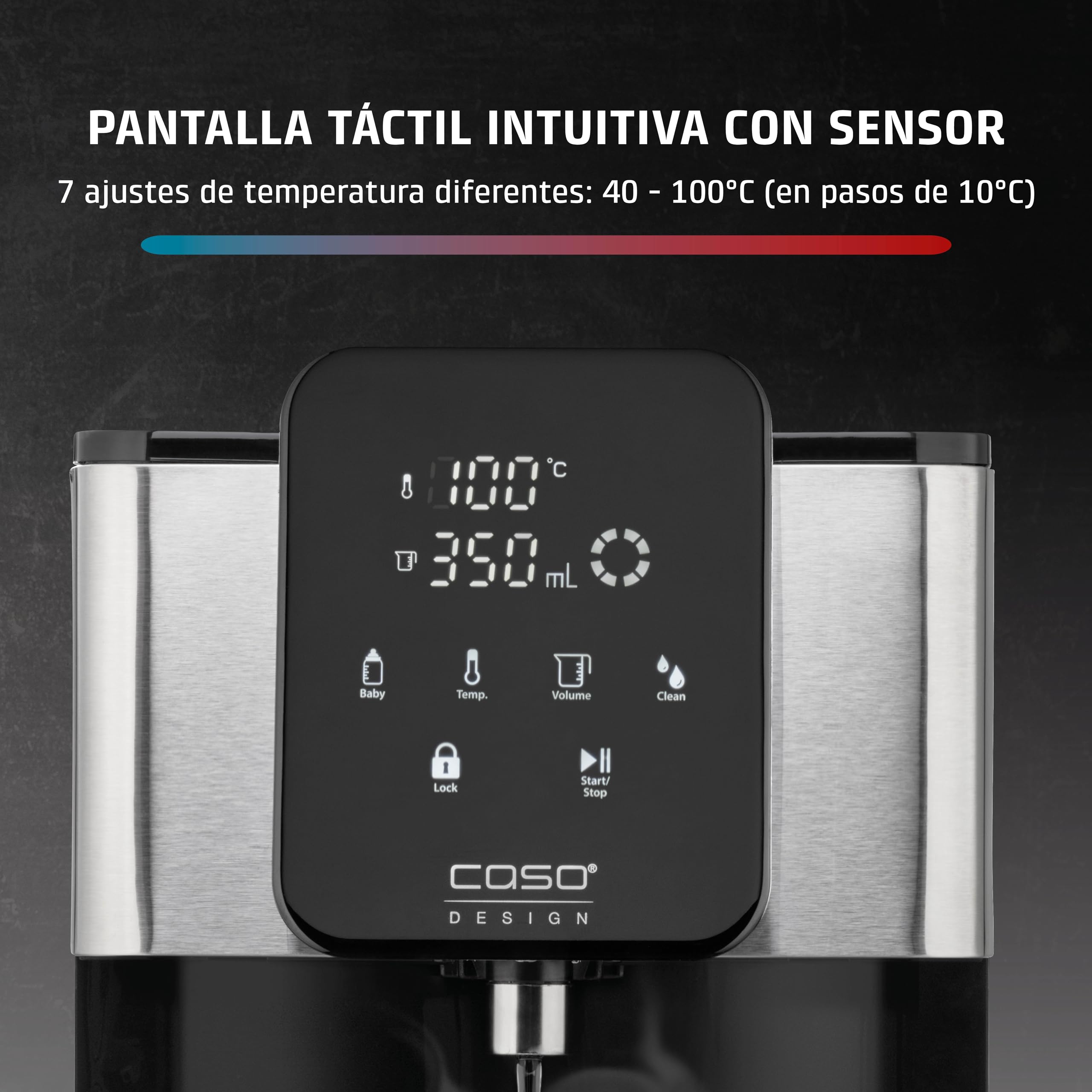 Caso HW 1660 - dispensador de Agua Caliente 4L - hervidor de Agua electrico - Agua Caliente en Segundos - Temperatura 40°C a 100°C - 7 cantidades de Salida - Filtro Antical y Anti Impurezas