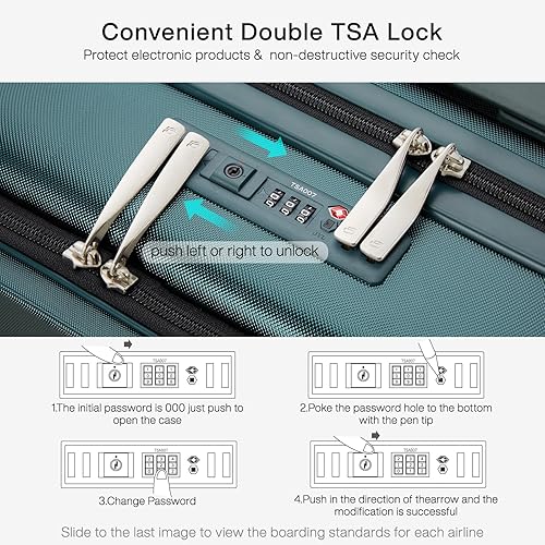 Miniatura 5 de Hanke Grace Maletas con ruedas con carcasa dura, equipaje de mano aprobado por aerolíneas, maleta de viaje de 20 pulgadas, equipaje ligero Tsa para