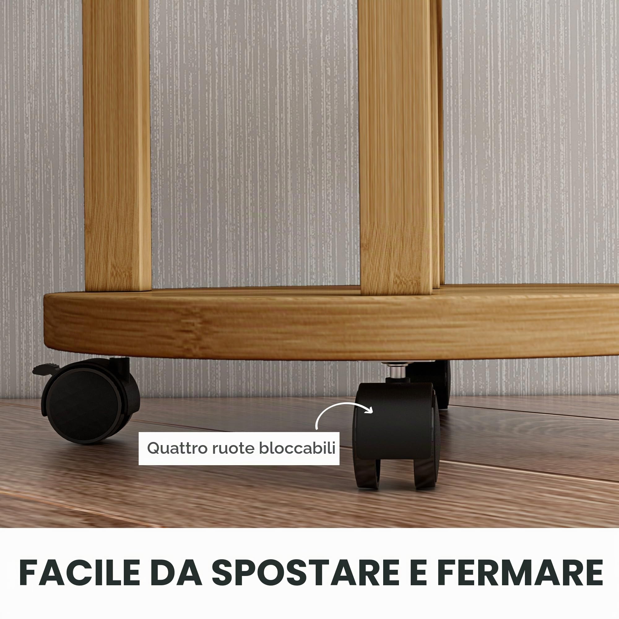 Outsunny Scaffale per Piante in Bambù Rotondo 5 Livelli Legno Naturale | Portapiante, scaffale rotondo per fiori, portavasi