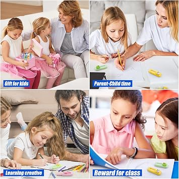 12 Pcs Sliding Retractable Pencil Erasers Push Pull Rubbers Erasers for Kids Soft Cute Rubbers for Students Drawing,Writing,Office,School Reward Gifts,Cute Party Bag Fillers