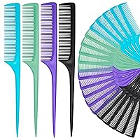 Vista 7 de 24 Pcs Rat Tail Comb Set for Women -Fine Tooth Styling comb with Pick, Anti-Static Heat Resistant Teasing Comb,Professional Hair Parting Tools for