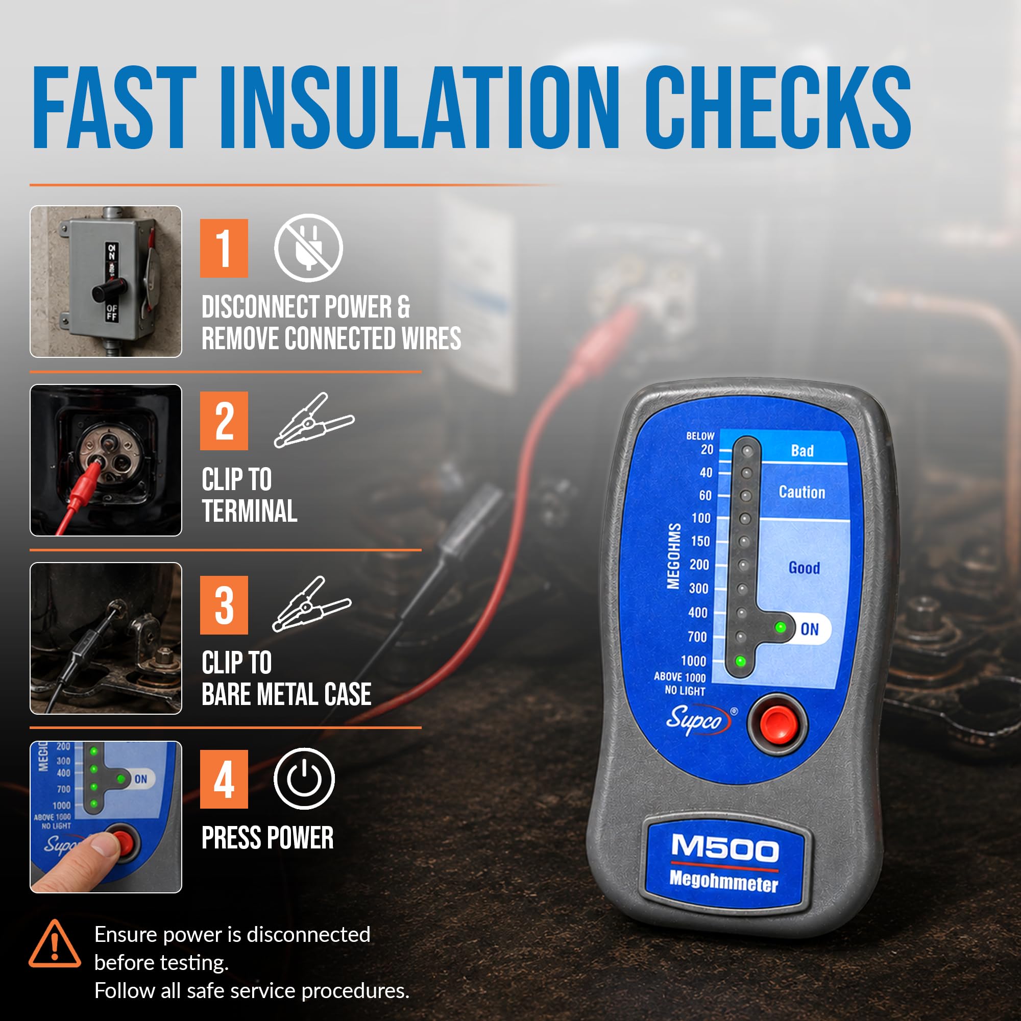 Supco M500 Electronic Megohmmeter, 0 to 1000 Megohms — Amazon image 5