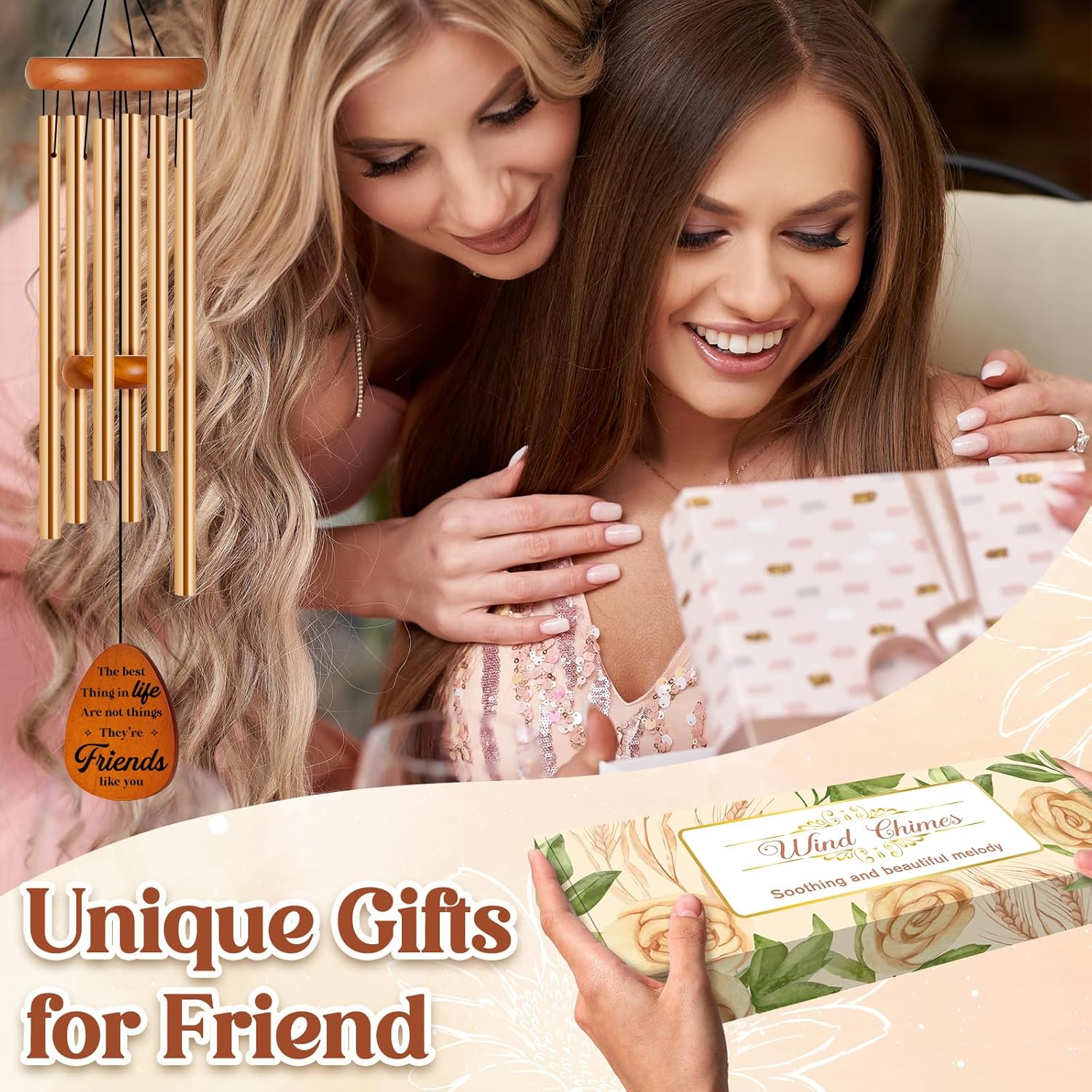 Friendship Gifts for Women, Best Friend Birthday Gifts for Women, Friends, Bestie, Soul Sister, Female, Friend Gifts Wind Chimes for Birthday, Christmas, BFF Long Distance Friendship Gift Ideas - Image 2
