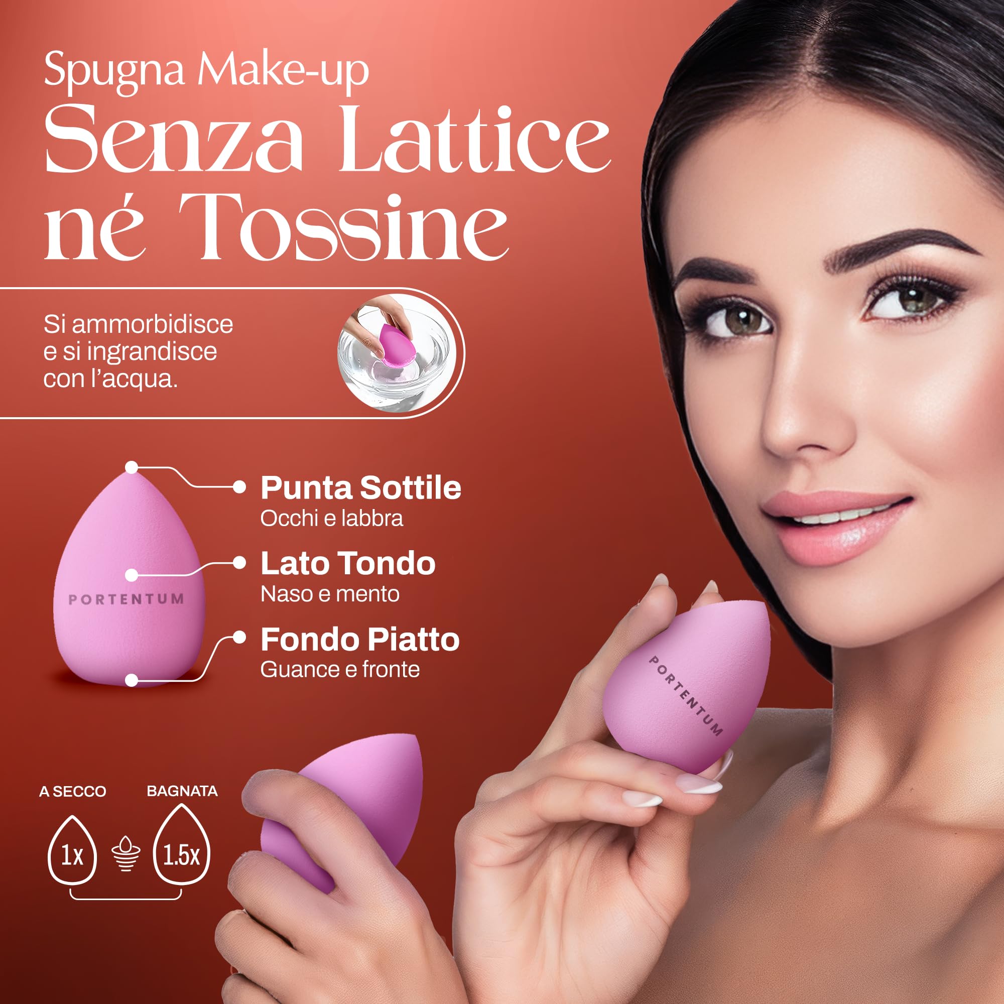 PORTENTUM Set Pennelli Make Up 10 + 2 Premium synthetic pennelli trucco per fondazione cipria fard, ombretto, Set di pennelli make up, kit con spugnetta e Blender Beauty