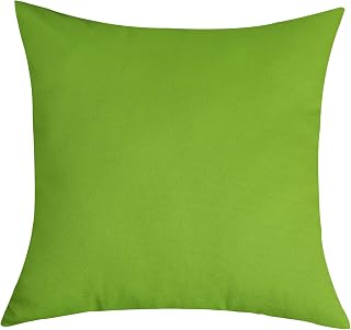 TangDepot 100% Cotton Solid Throw Pillow Cover 18x18 Apple Green | 100% cotton, same-color zip, machine wash & air dry. For living room, bedroom, office, car. 42 colors, 11 sizes. Cover only.