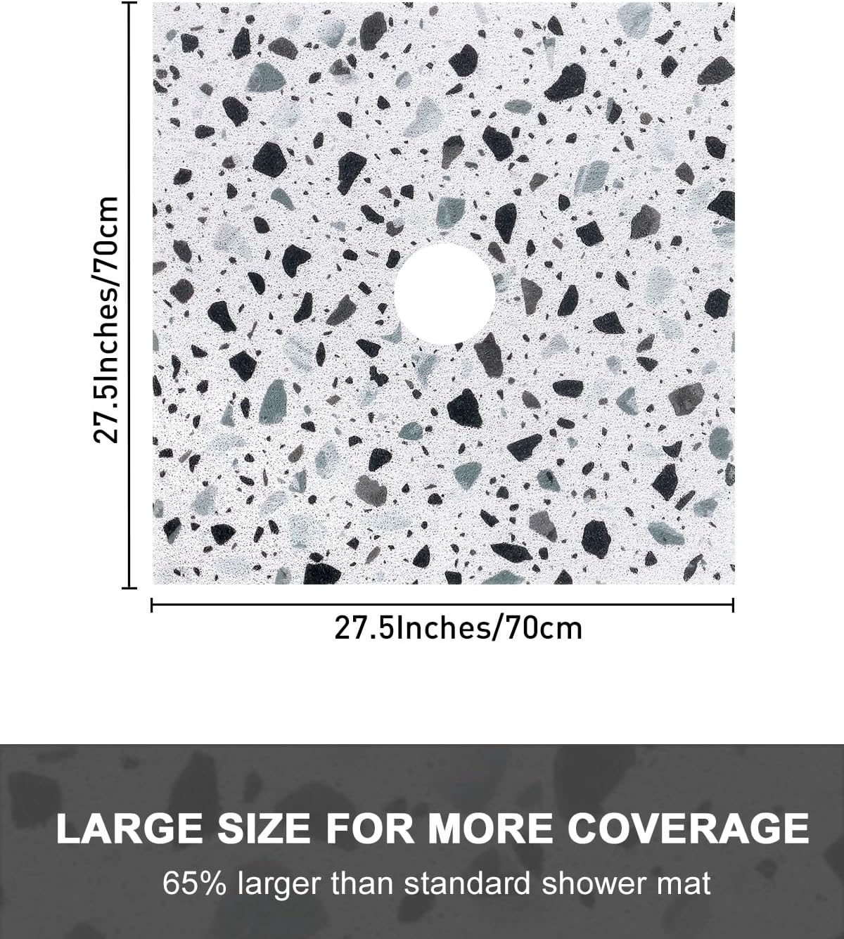 Non Slip Shower Mat with Drain Holes in Middle, 27×27Inch Super Soft Loofah Shower Mats for Inside Shower,Shower Stall Mats Floor Mats for Home, Hotel, Spa, Gym - Image 2