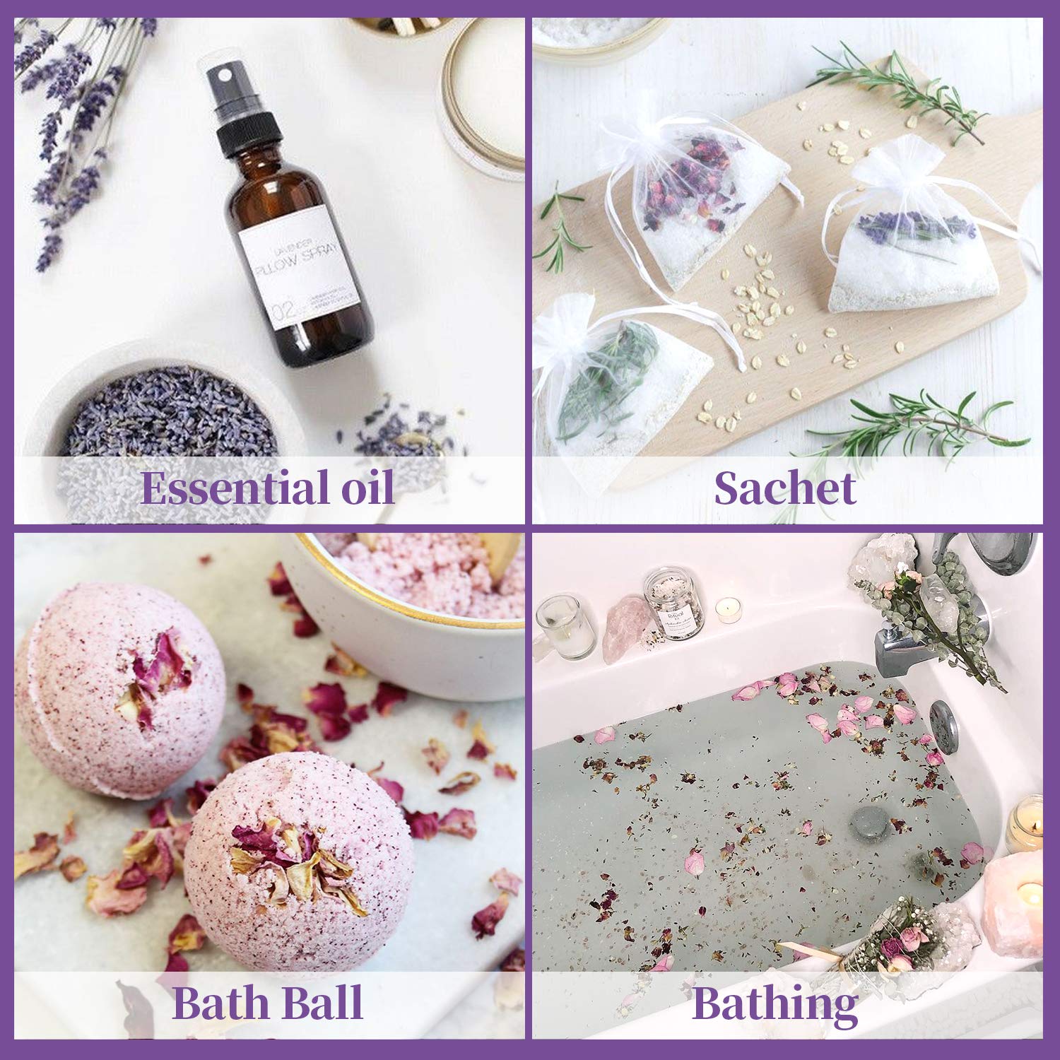 Dried Flowers - 245 g Natural Dried Flower Herbs Kit for Bath, Soap Making, Candle Making Includ 16 Flower Type - Pink Rose, Lily, Rose Petal, Lavender, Jasmine Flower Ect.(16 Bags / 0.5 oz Each) : Arts, Crafts & Sewing