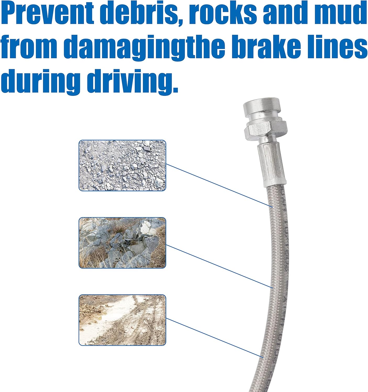 89715 Front and Rear Extended Stainless Brake Lines Replacement for 1987-2006 Jeep Wrangler TJ YJ 84-01 Cherokee XJ, 89702 and 89703 Brake Lines Kit for 4"-6" Lift