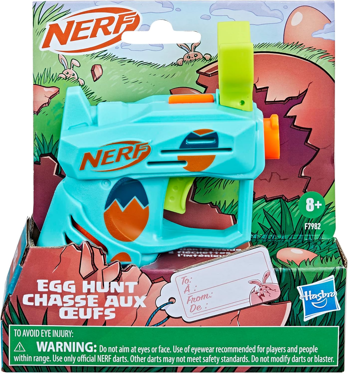 Nerf Elite 2.0 Easter Egg Hunt Blaster, 2 Nerf Elite Darts, Pull to Prime, Spring Toy Foam Blaster for 8 Year Old Boys & Girls