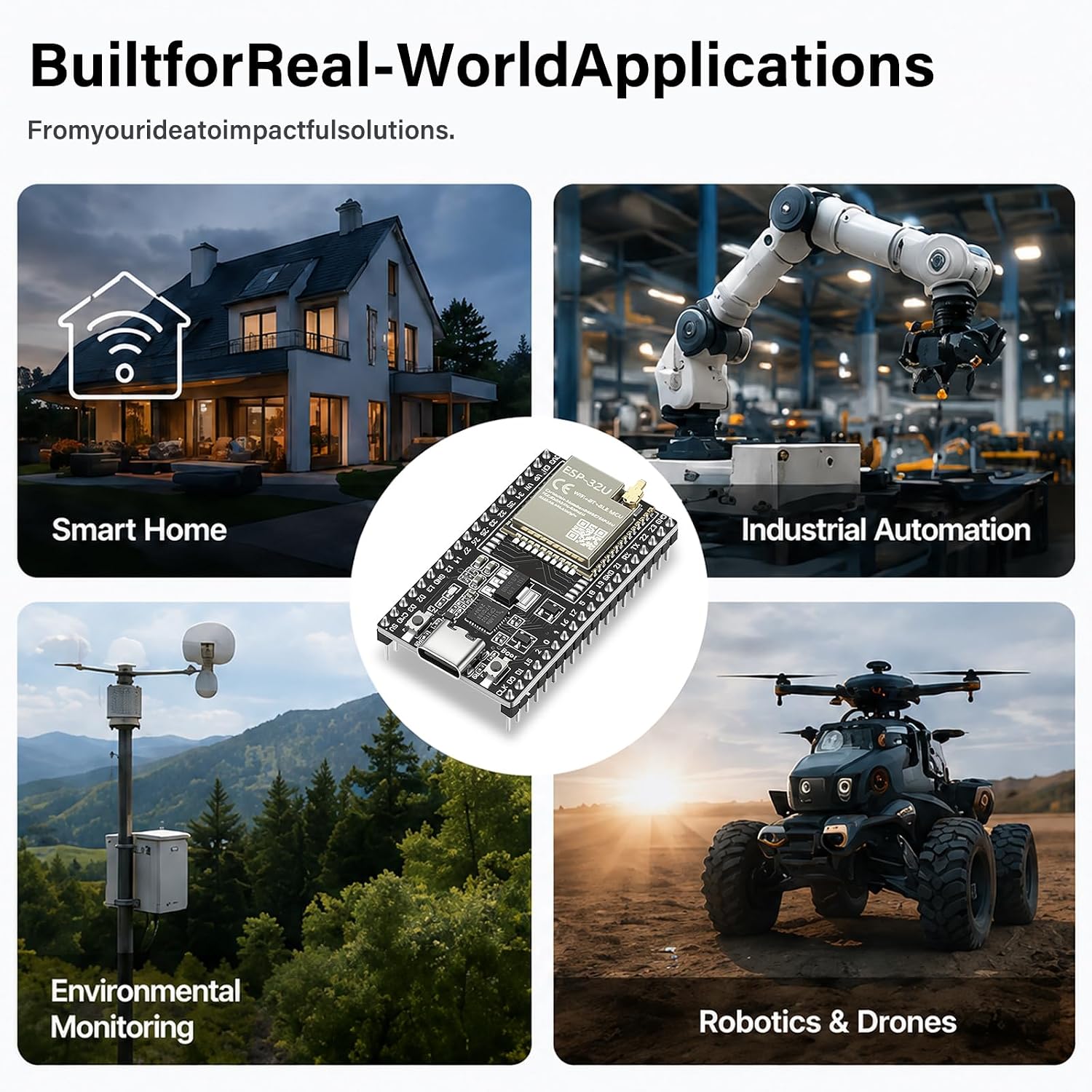 2pcs ESP32-DevKitC Core Board USB C 38PIN ESP32U Development Board ESP32-WROOM-32U WiFi Bluetooth Deve Board for Arduino IDE with Antenna + Expansion Board (2 PCS)