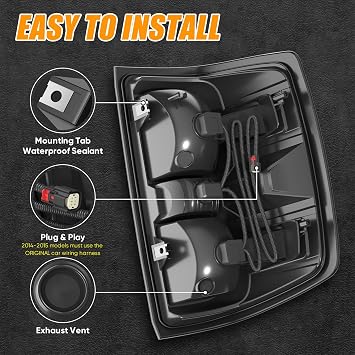 Tail Light Assembly Compatible with 2016-2019 Chevy Silverado 1500 2500 HD GMC Sierra 3500 HD Left Drive Side Rear Brake Taillight Replacement with Bulb and Harness Accessories, Red
