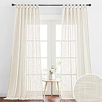 Vista 15 de RYB HOME - Cortinas de lino con textura transparente, 2 paneles