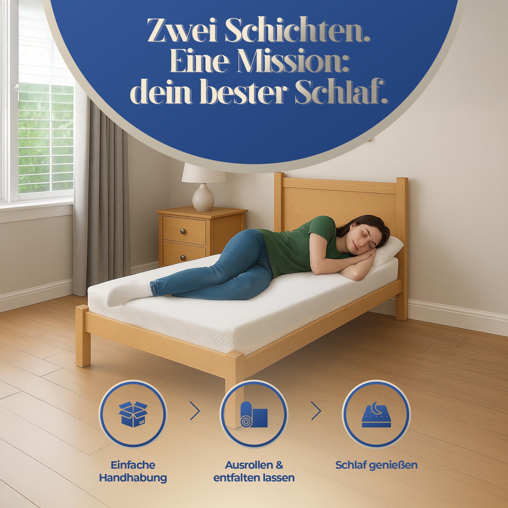 Matratzentopper 5, 6 & 8cm – 7-Zonen Memory-Schaum Matratzenauflage – Atmungsaktiv, Druckentlastend – Waschbarer Bezug, Eckgummis, Oeko-TEX (100x200 cm, 8 cm Kombi Visco/Komfortschaum H2/H3)