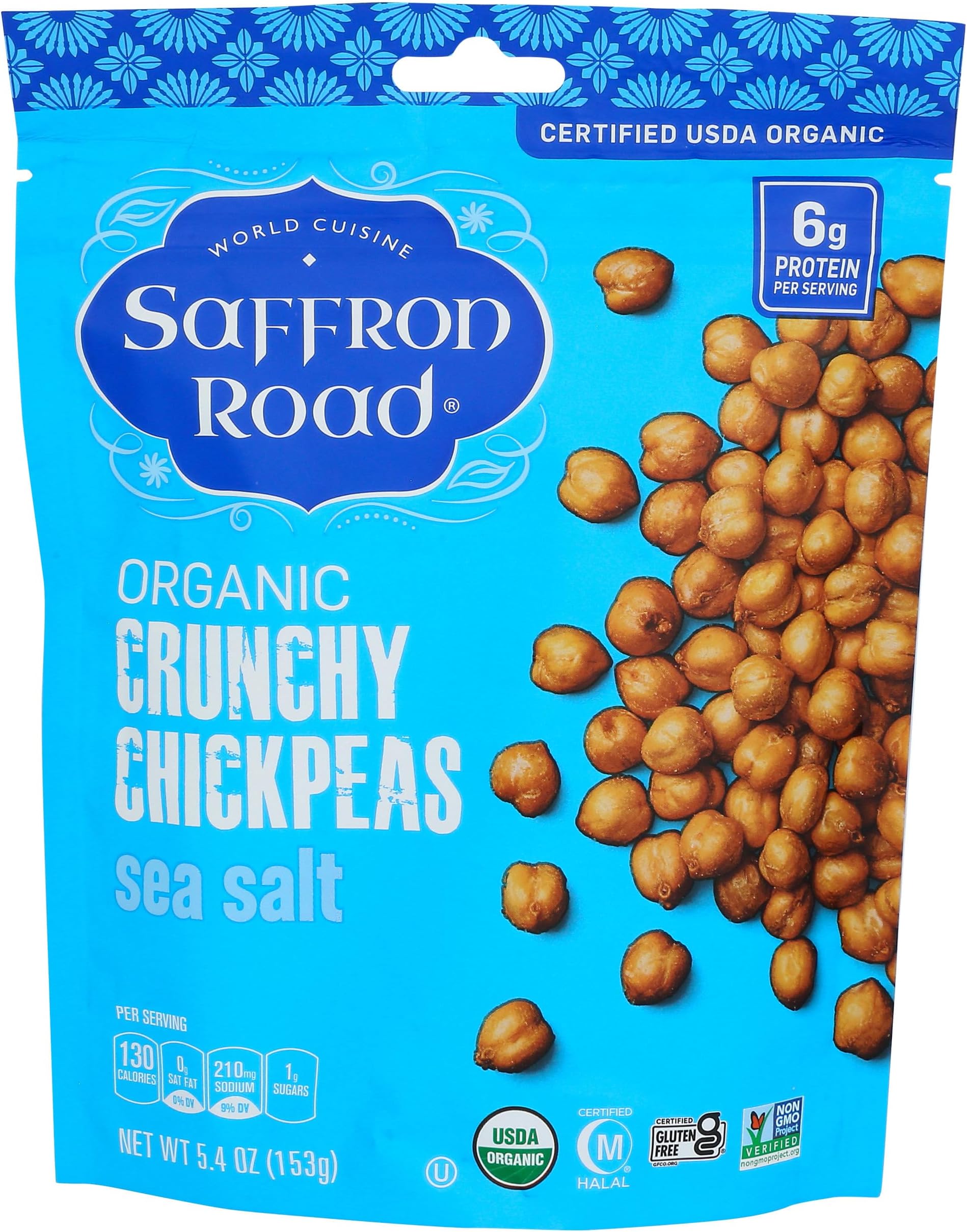 SAFFRON ROAD Organic Sea Salt Chickpeas, 5.4 Ounce