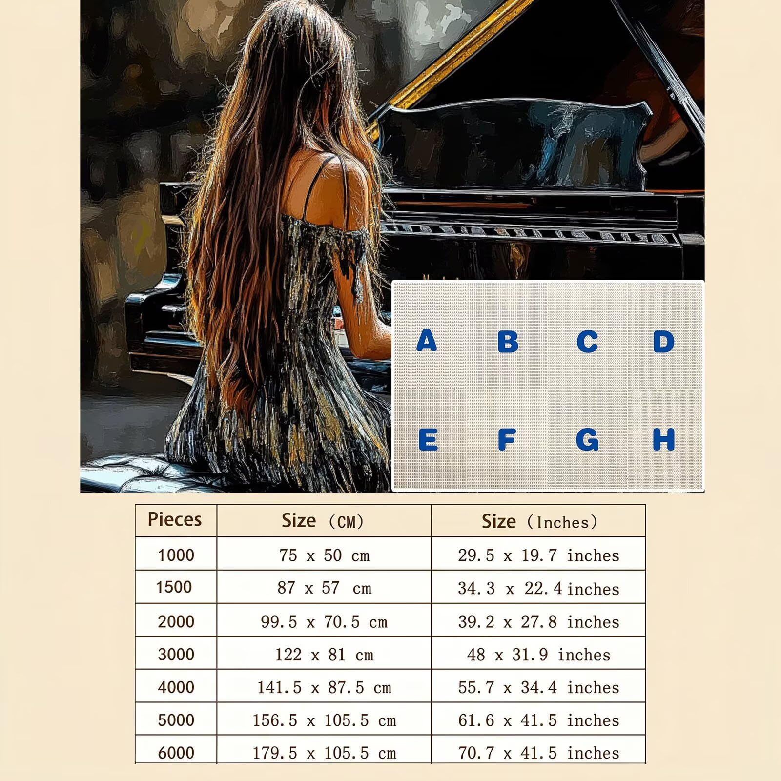 Puzzle 5000 Pezzi Classici, Puzzle Bellezza pianoforte, 156 x 105 cm, Gioco Educativo e Antistress in Legno con Poster Incluso, Ttività DIY per Famiglia, Regalo per Appassionati, Decor Parete, f0-747