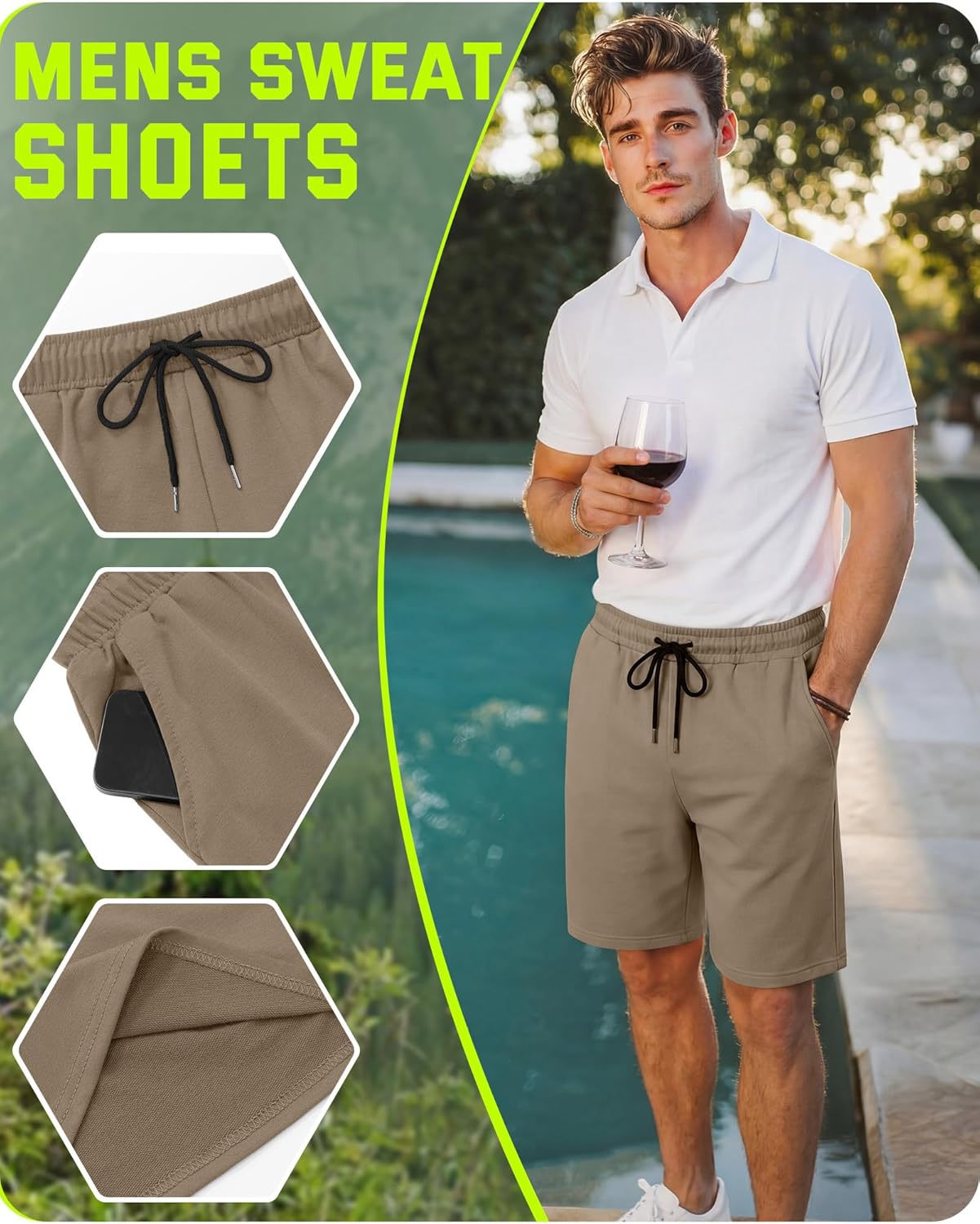 Evervibe 4 Pack Big and Tall Men's Sweat Shorts Athletic Plus Size Shorts with Pockets 9" Drawstring Casual Baggy SweatShorts