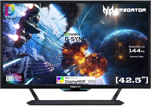 Acer Predator Cg437K 42.5 Inch (107.95 Cm) LCD 4K Uhd 3840 X 2160 Pixels Resolution Gaming Monitor, G-Sync Compatible, Vesa Certified Displayhdr…