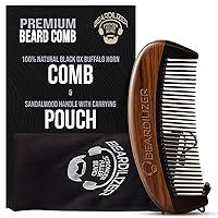 Vista 1 de Beardilizer Peine para barba - 100% natural negro buey cuerno de búfalo y mango de sándalo
