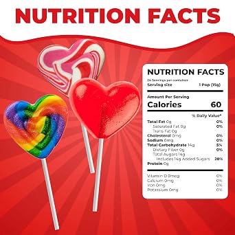 Fusion Select 24 Heart Shaped Lollipops Candy - Sweet Heart Lollipop for Party Bag Fillers, Pinata Stuffers - Ideal for Valentine's Day, Mother's Day, Halloween - Bulk Party Pack, Assorted Lollipops