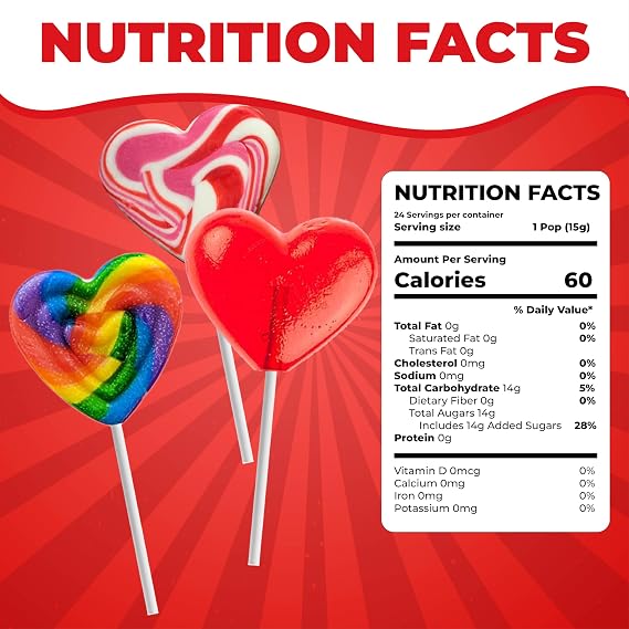 Fusion Select 24 Heart Shaped Lollipops Candy - Sweet Heart Lollipop for Party Bag Fillers, Pinata Stuffers - Ideal for Valentine's Day, Mother's Day, Halloween - Bulk Party Pack, Assorted Lollipops