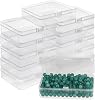 BELLE VOUS Small Plastic Containers with Lids 12 Pack - Clear Plastic Storage Boxes with Hinged Lids - Bead Storage Box for Pills, Beads, Jewellery & Craft Items