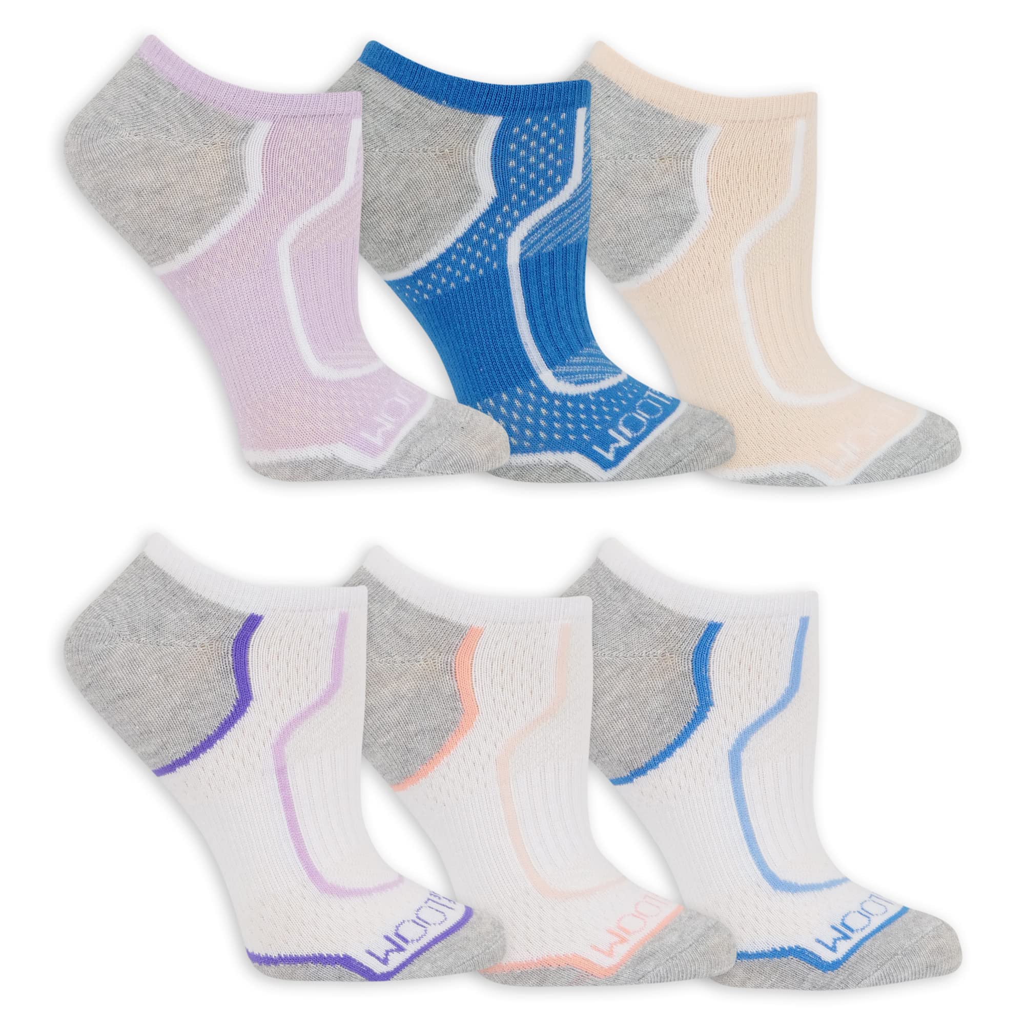 Fruit of the Loom Women Lightweight Coolzone No Show Socks (6 Pack)