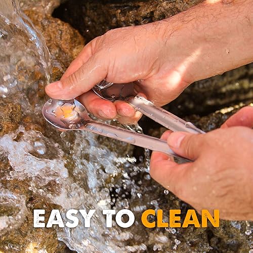 Miniatura 6 de Juego de tenedor largo y cuchara larga  Utensilios de comer de acero inoxidable de alcance profundo para bolsa MRE  Mantén las manos limpias y lejos