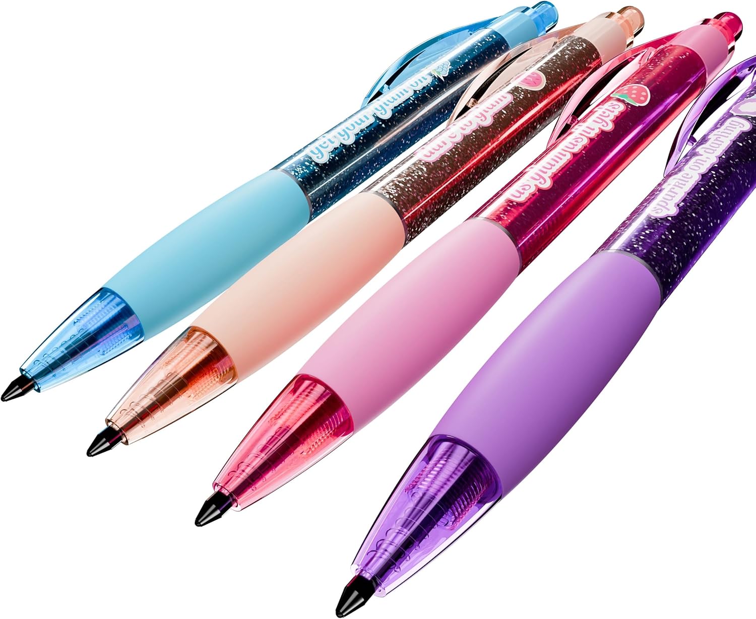 Glitter Glam Smens – Colored Glitter Gel Ink Pens with Patented Gourmet Scented Grips, Medium Point, 4 Count – Fun, Cute, Cool, Smelly Pens for Kids - Image 4