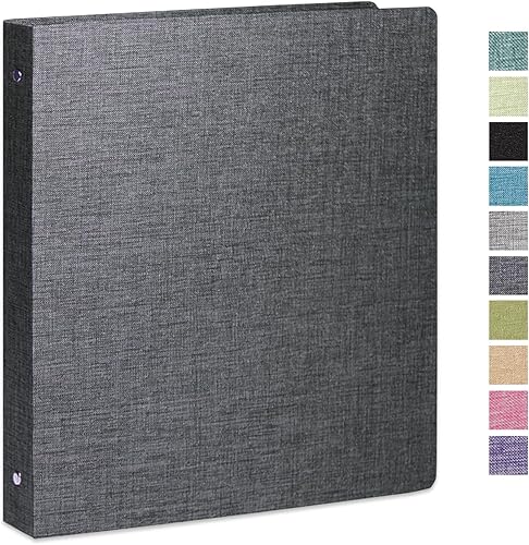 Miniatura 22 de Carpeta de tres anillos con portapapeles, cubierta de lino, carpeta portapapeles de 1 pulgada para papel de 8.5" x 11", 2 bolsillos interiores