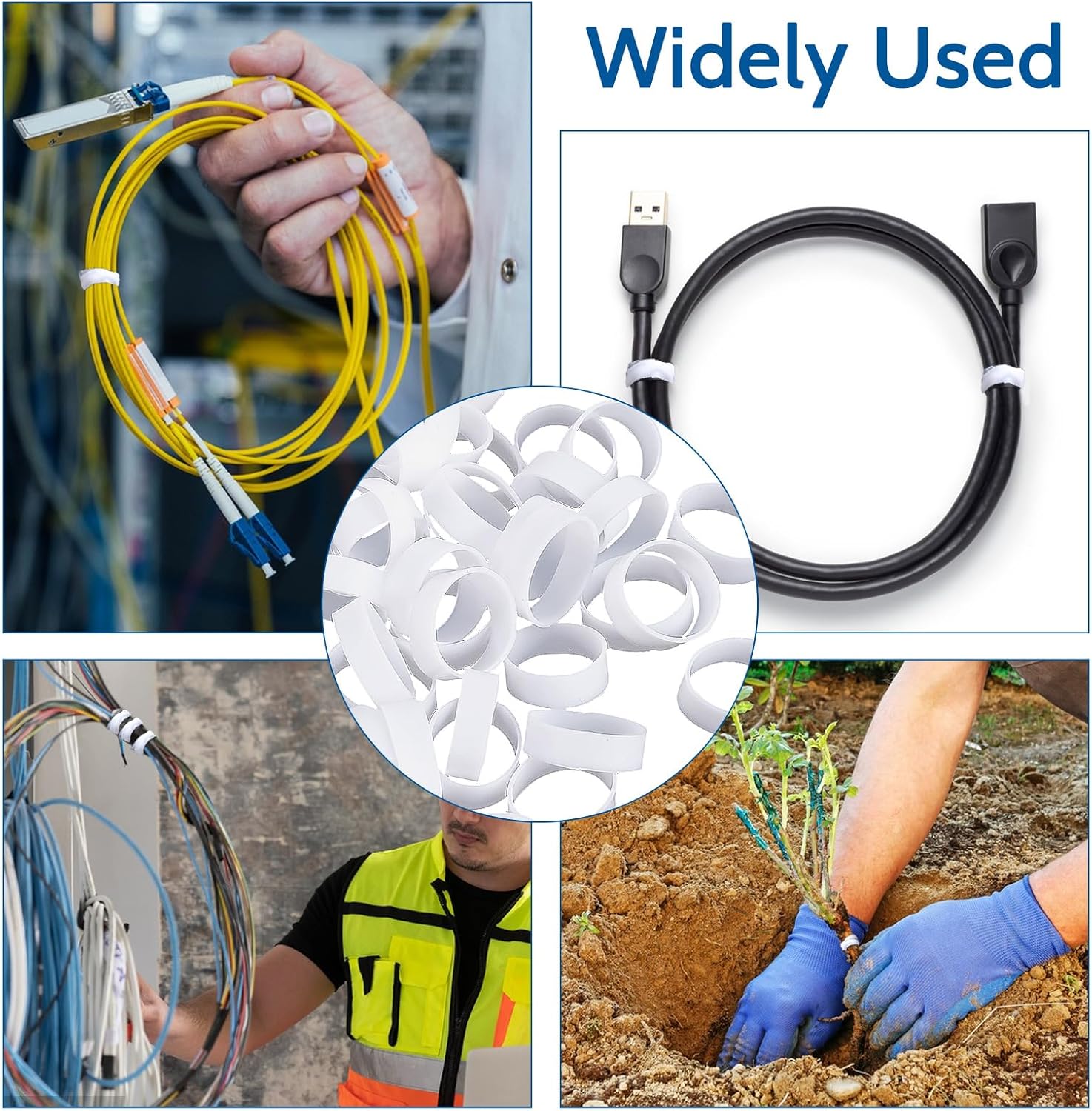 200 Pieces 0.5 Inch Small Elastic Silicone Rubber Bands Clear Strong Rubberbands Heavy Round Siliconebands for Wire Cord Cable Wrapping Bundle, White