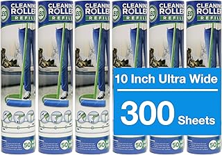 Leo Large 10-Inch Wide Lint Roller Refills 6 Rolls 300 Ultra-Wide Sheets for Lint Removers Household Cleaning Easily Remove Pet Hair Dust and Debris from Floors Carpets and Furniture