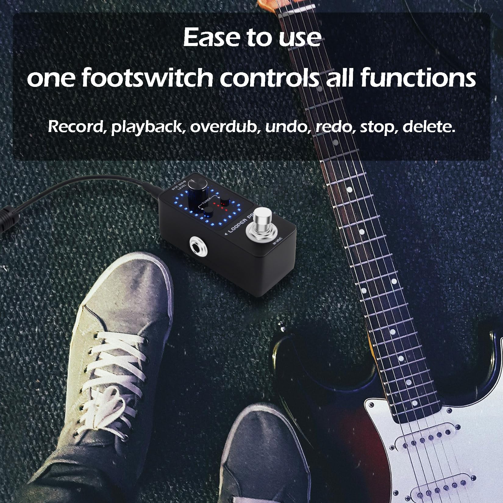 M-VAVE Loop Pedal Pro - Pedale professionale Looper per chitarra elettrica con 9 loop, 40 minuti, accordatore, looping in un solo passaggio, sovraincisioni illimitate