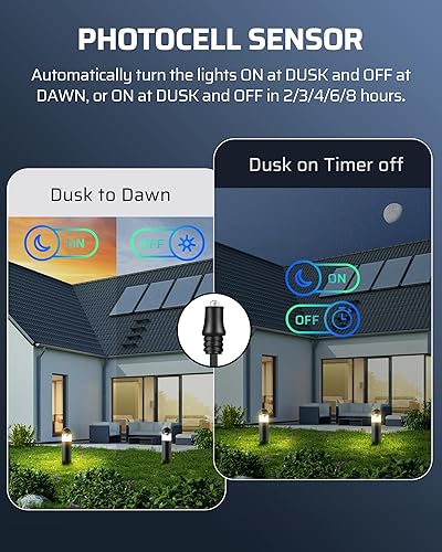 Miniatura 3 de DEWENWILS Transformador de paisaje de bajo voltaje de 200 W con sensor de fotocélula y temporizador, 120 V CA a 12 V14 V CA, transformador de