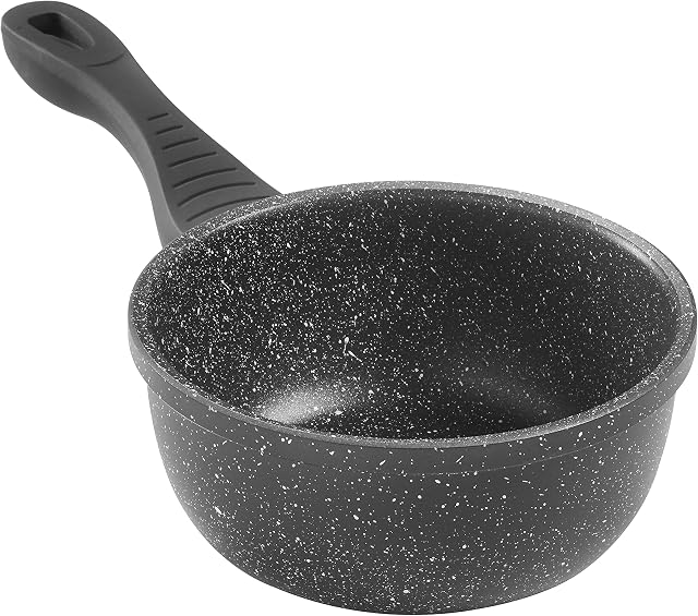 Sovereign Stone Marble Coated Milk Pan 16cm  Small Saucepan  Small Pans, Milk Pan, Non Stick Pans, Pans for Induction Hob - Suitable for All Hob Types