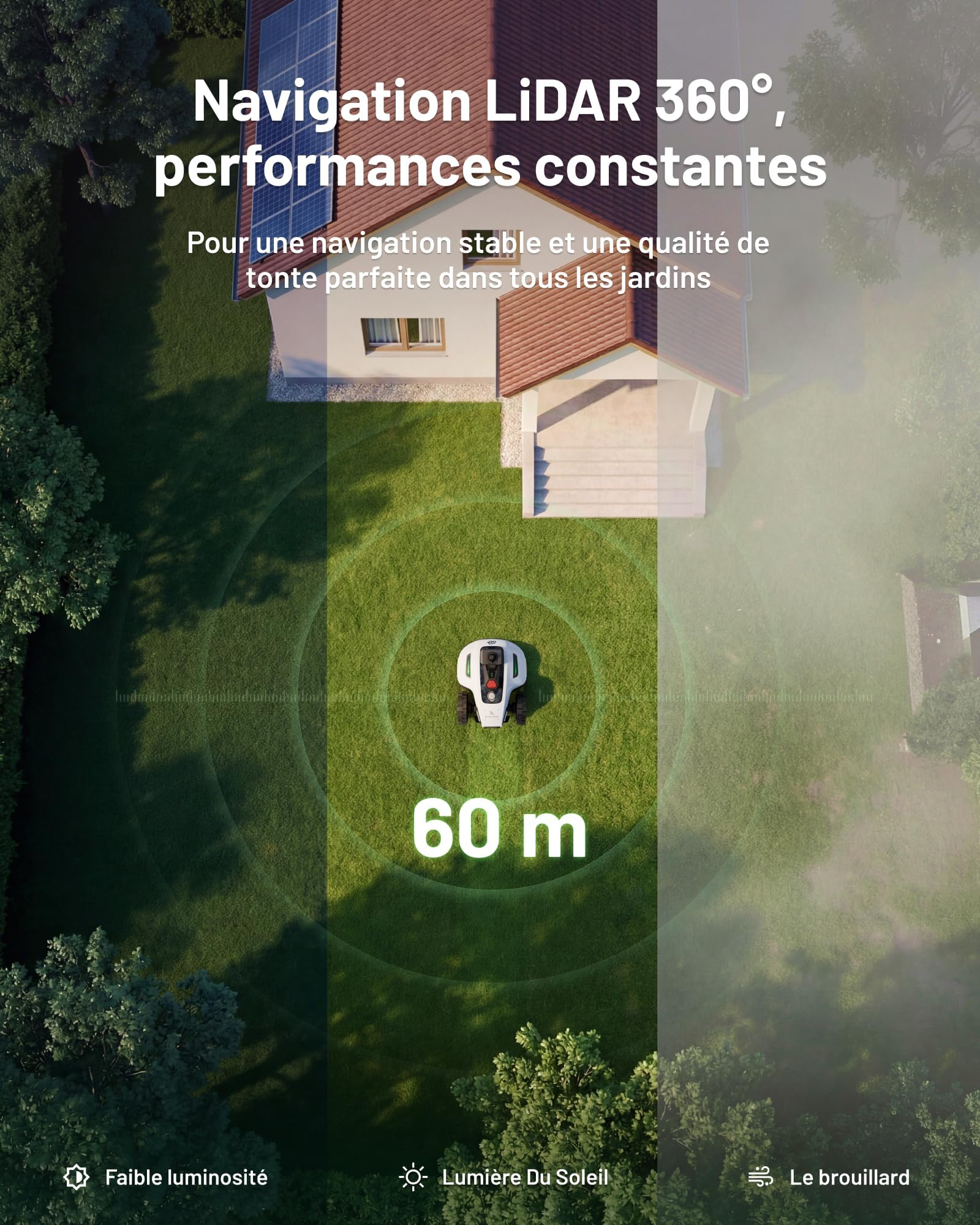 MAMMOTION YUKA Mini 2 1000 Robot Tondeuse sans Fil Périmétrique – Jusqu’à 1000 m², Navigation 360° LiDAR + caméra avec Pilotage par IA, détection de Plus de 300 Obstacles, DropMow, pentes de 45% - 3