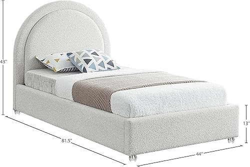 Miniatura 3 de Meridian Furniture Milo Collection Modern  Tapizado de tela de boucle contemporánea con cabezas de clavo y tapa de latón en las piernas, individual,