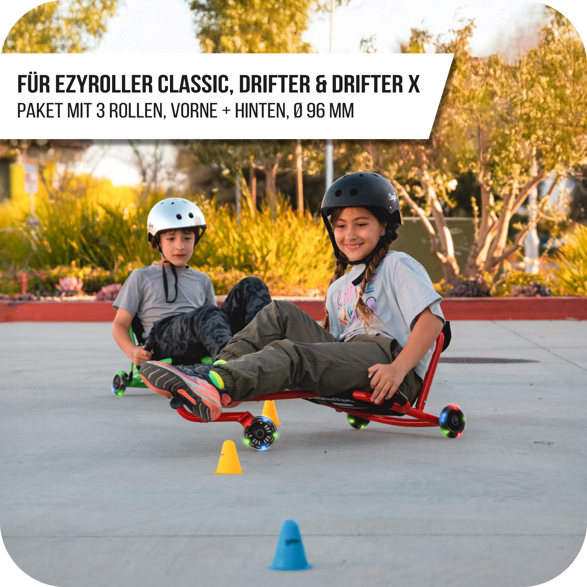 EzyRoller Juego de 2 ruedas LED de repuesto de 96 mm para Classic, Drifter o Drifter X