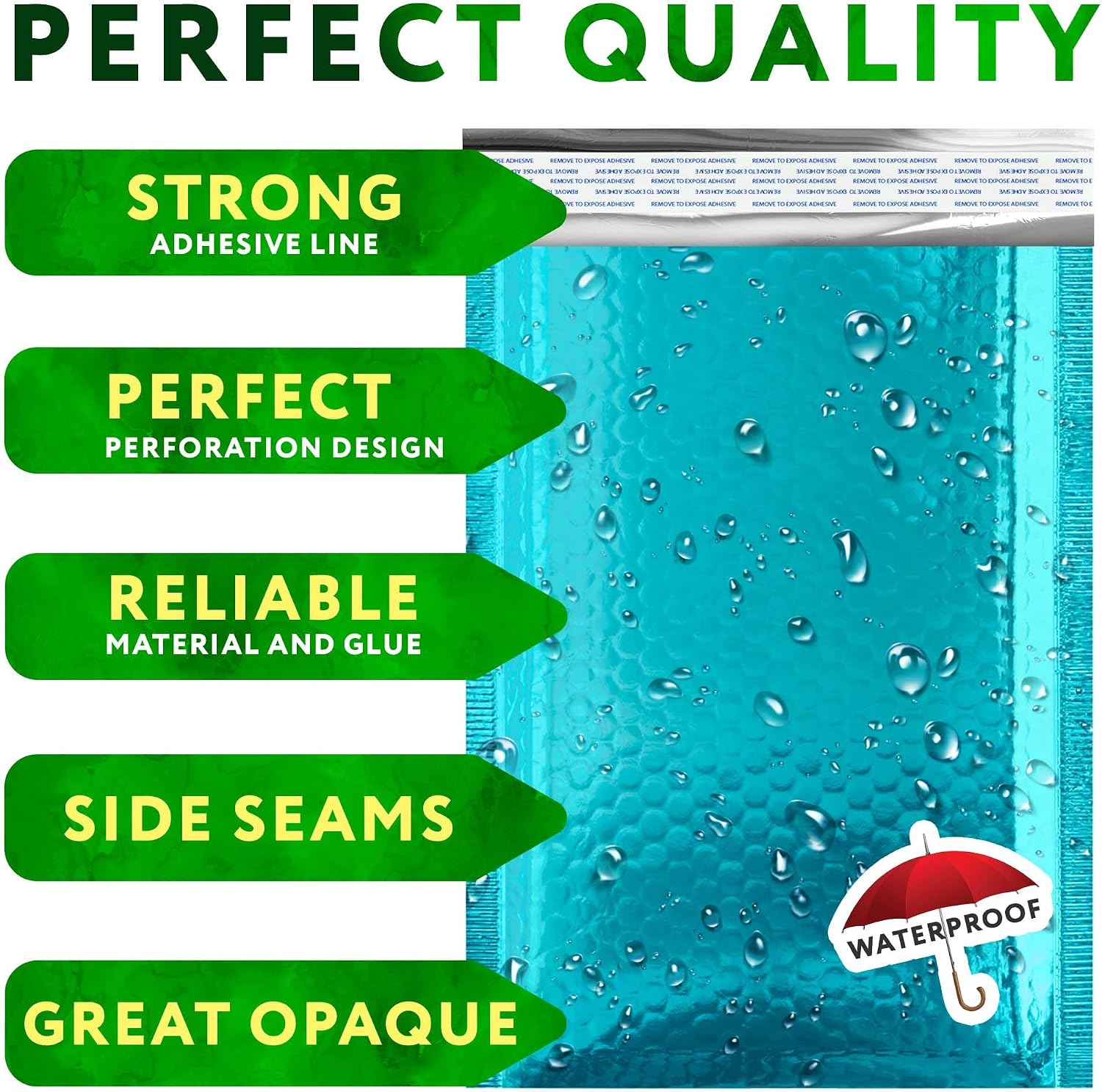 Metallic Bubble Mailers, Teal Glossy Padded Envelopes 6.5 x 9 Inches, Cushion Bubble Shipping Bags, Self Seal Mailing Envelopes, Pack of 350