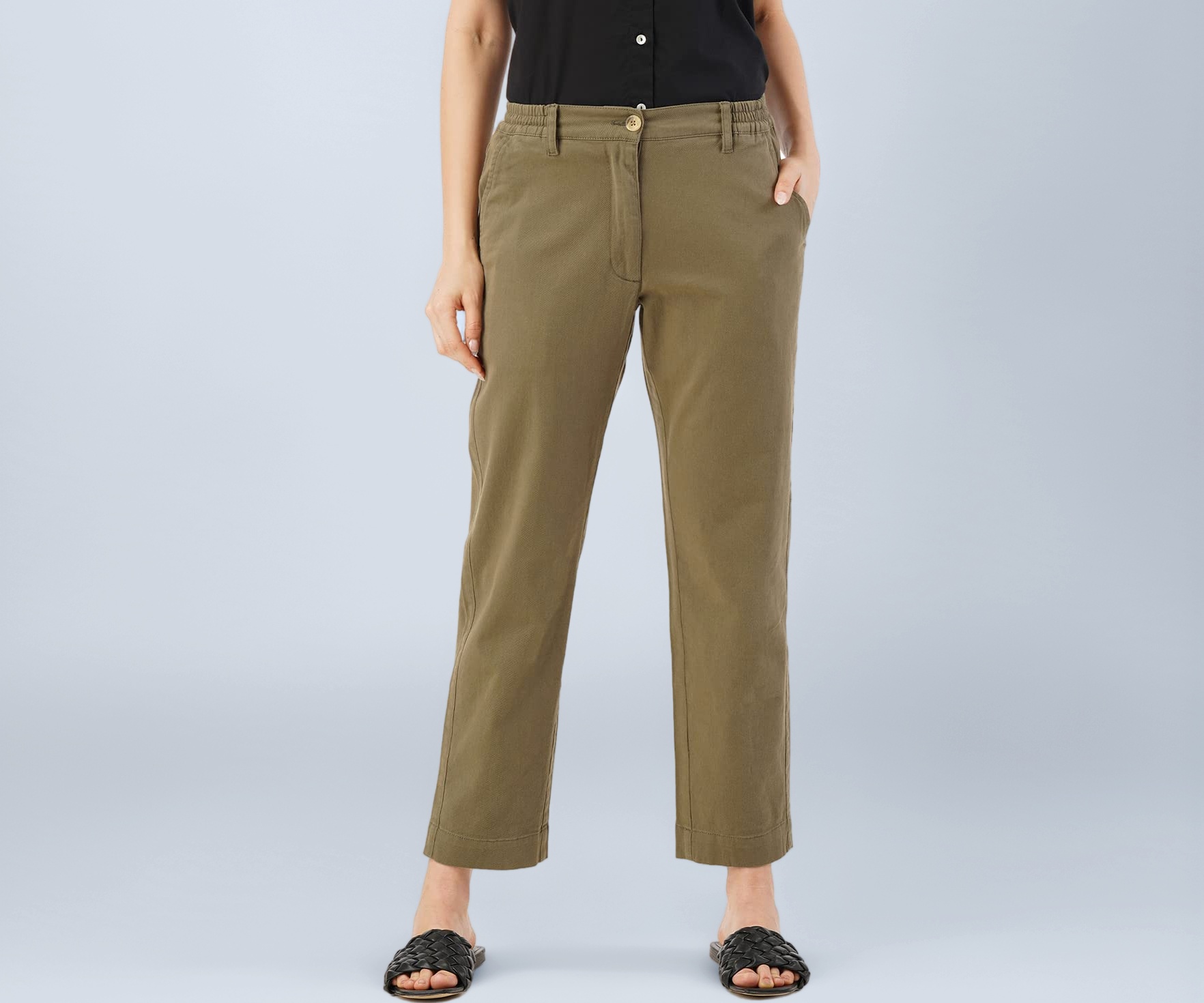 Image of FYLTR Women's Stretch Cotton Comfort Chinos with Elasticated Waistband