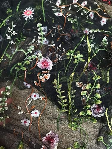 Miniatura 3 de Tela de encaje de 51 pulgadas de ancho, exquisita tela de encaje con bordado de flores florales para manualidades, vestidos de boda, decoración del