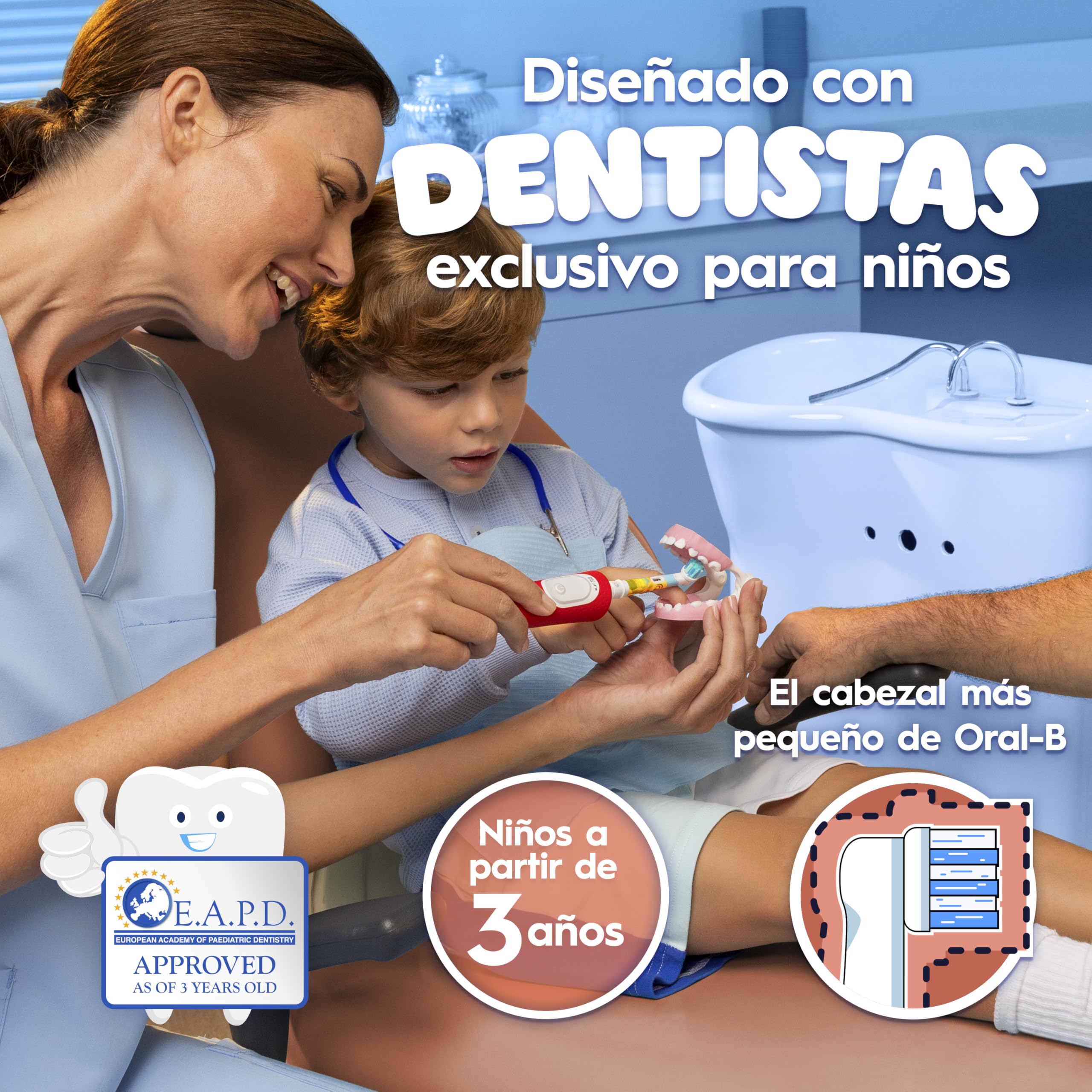 Oral-B Pro Kids Cepillo de Dientes Eléctrico El Rey León para Niños +3 Años - Cepillo Dental Infantil con 1 Cabezal, 2 Modos de Cepillado, Filamentos Extrasuaves para Encías Sensibles