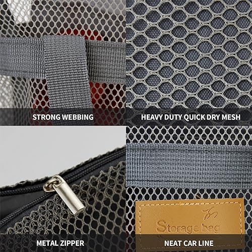 Miniatura 7 de Bolsa de ducha de malla portátil, organizador de baño y aseo colgante con cremallera para viajes, gimnasio, campamento, dormitorios universitarios,