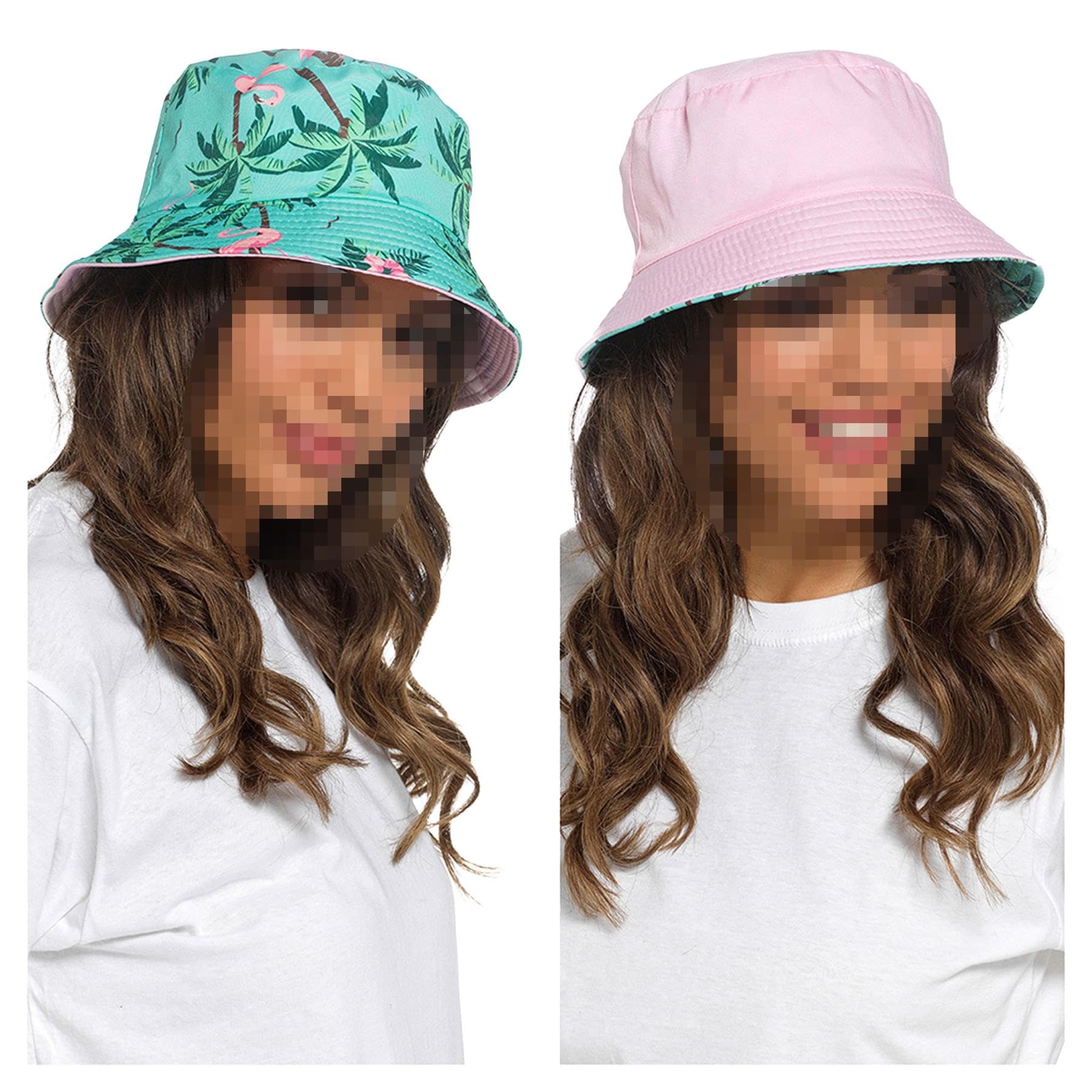 A2Z Womens Reversible Bucket Hat Summer Foldable - Bucket Hat AZ41101 Falmingo M/L