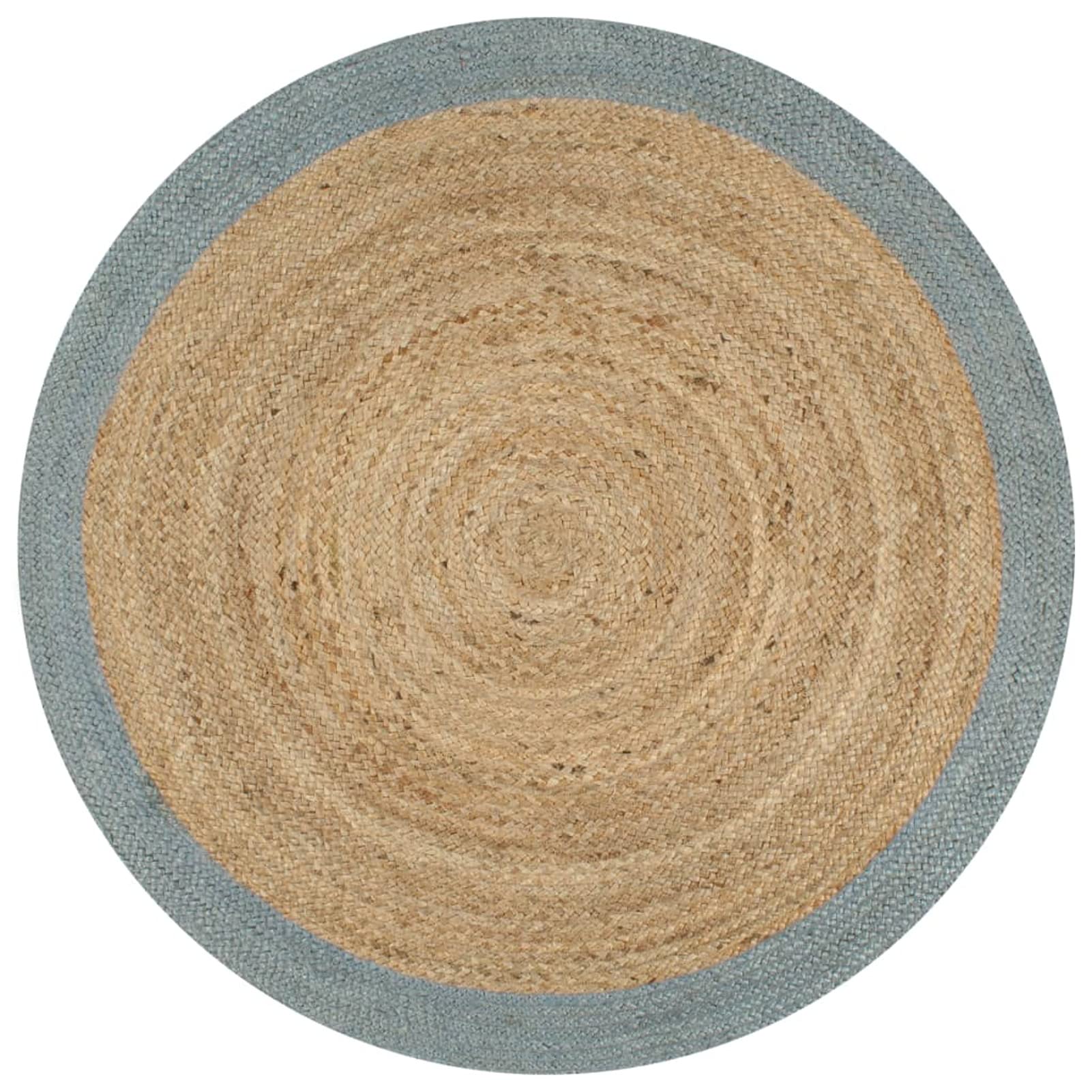 Tapis en jute ShGaxin 120 cm avec une élégante bordure vert olive