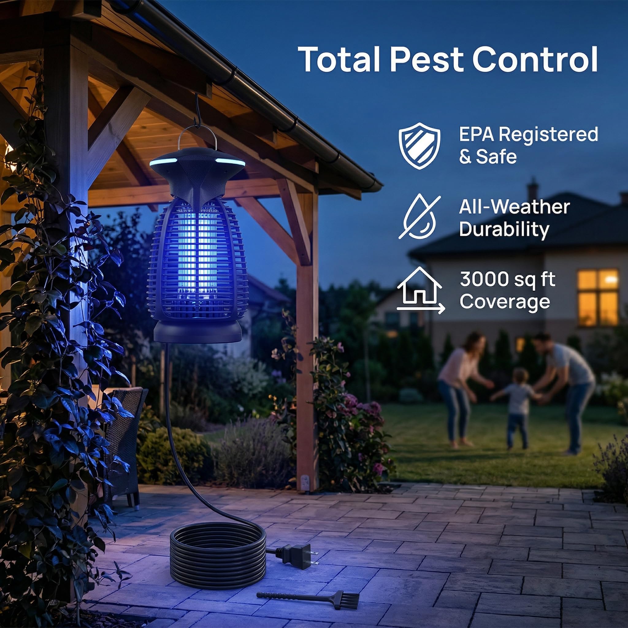 Matainsectos eléctrico al aire libre – 4200 V de alta tensión, luz LED impermeable para mosquitos, moscas, patio, porche, garaje, patio trasero, casa