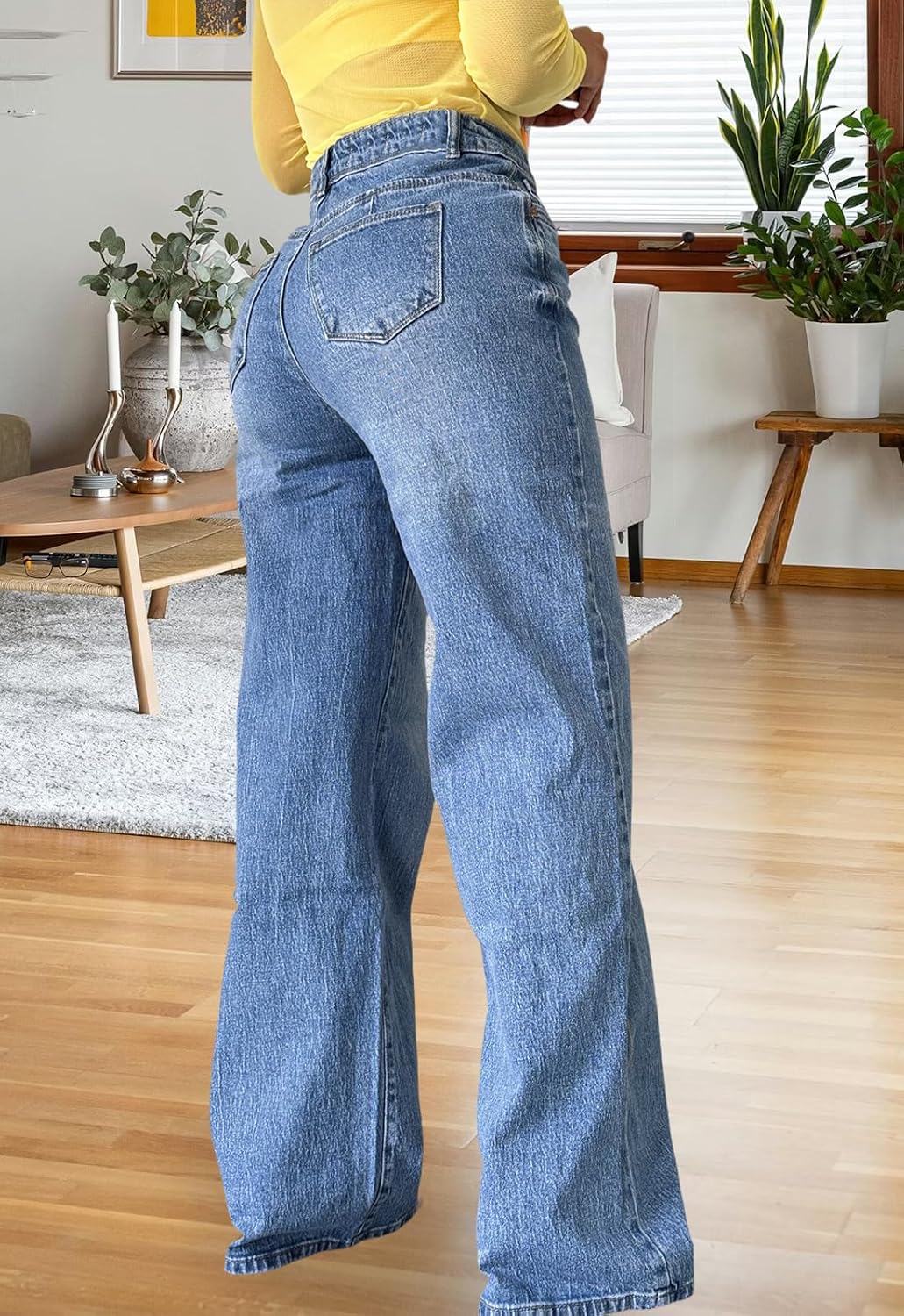 CutieLove Women's Straight Leg Jeans High Waist Wide Leg Baggy Jeans Stretchy Denim Pants Jean
