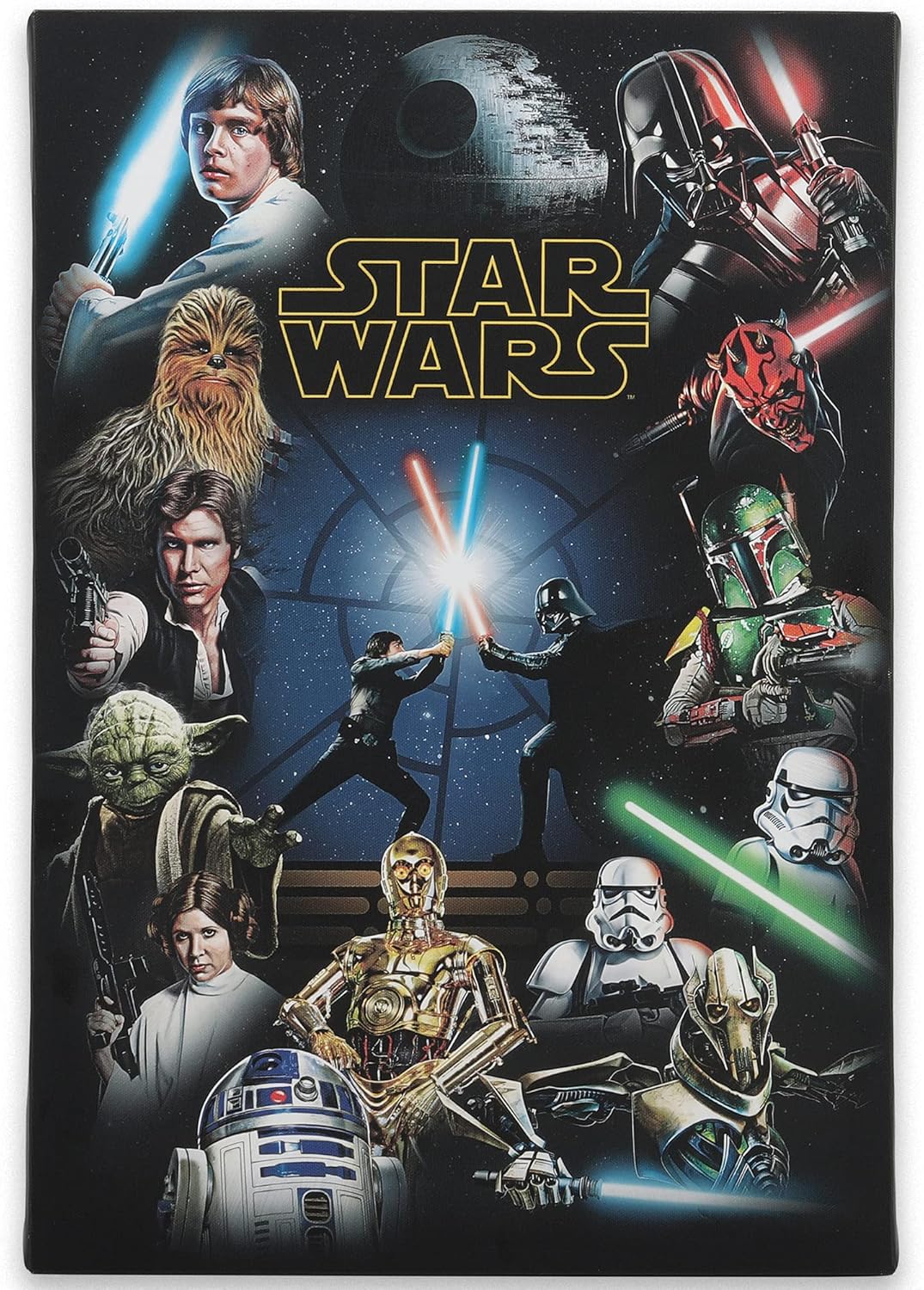 Open Road Brands Disney Star Wars Gallery Wrapped Canvas Wall Art - Classic Star Wars Wall Decor Featuring Luke Skywalker, Darth Vader, Chewbacca, and More