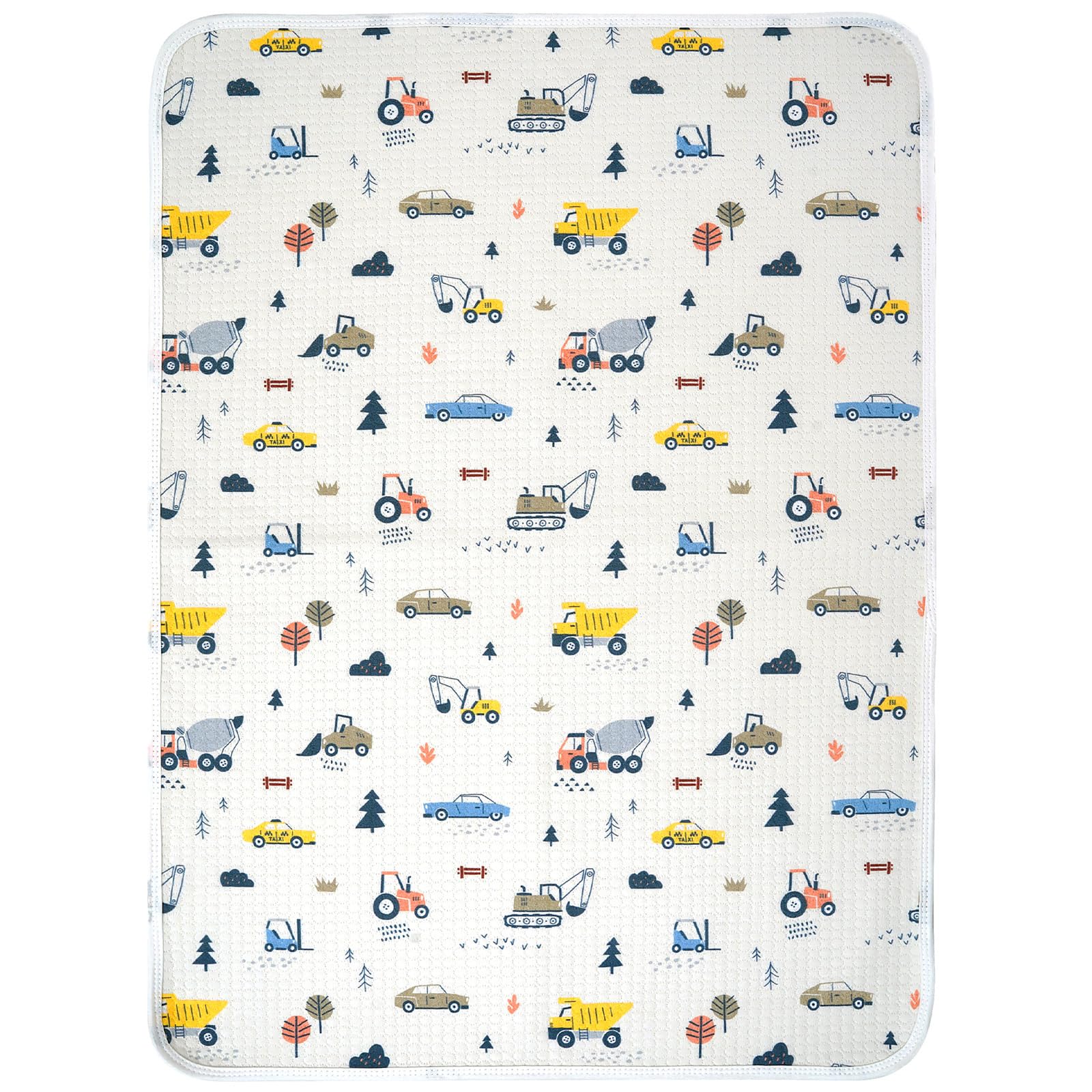 haakaa Waterproof Changing Pad Liners, 100% Cotton, Soft & Breathable (1pc, 19.5" x 27.5" Construction Crew)
