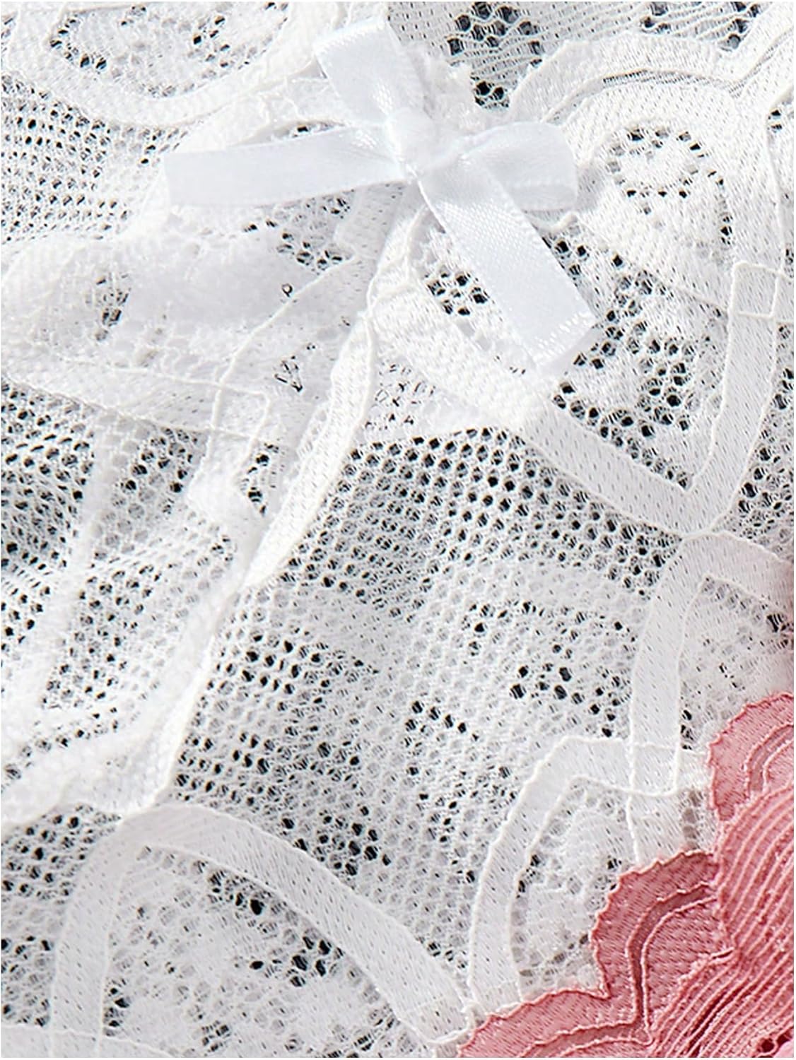 WDIRARA Women's 4 Pack Lace Bow Thong Panties V Cut Low Rise Cheeky Briefs Underwear - Image 4