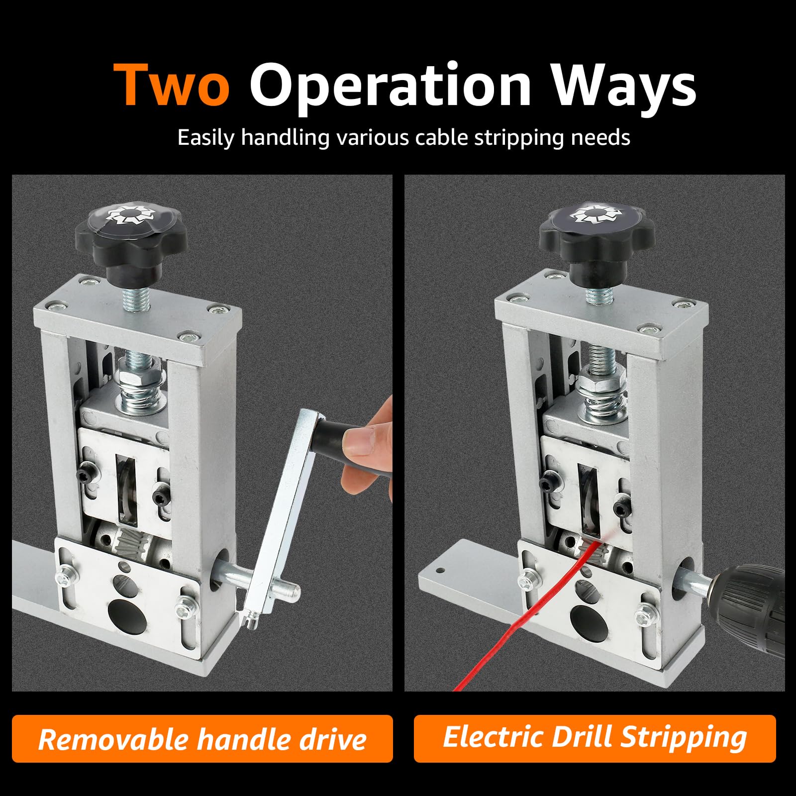 Hnvdkln Wire Stripper Machine, Manual Scrap Wire Stripper, Aluminum Alloy Wire Peeler Machine, Hand Crank Cable Stripper, Multifunctional Cable Stripper Machine, Wire Stripping Tool for 1-25mm